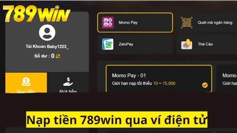 Nạp tiền 789win bằng ví điện tử rất nhanh