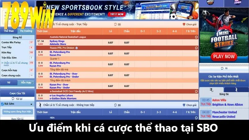 Ưu điểm khi cá cược thể thao tại SBO